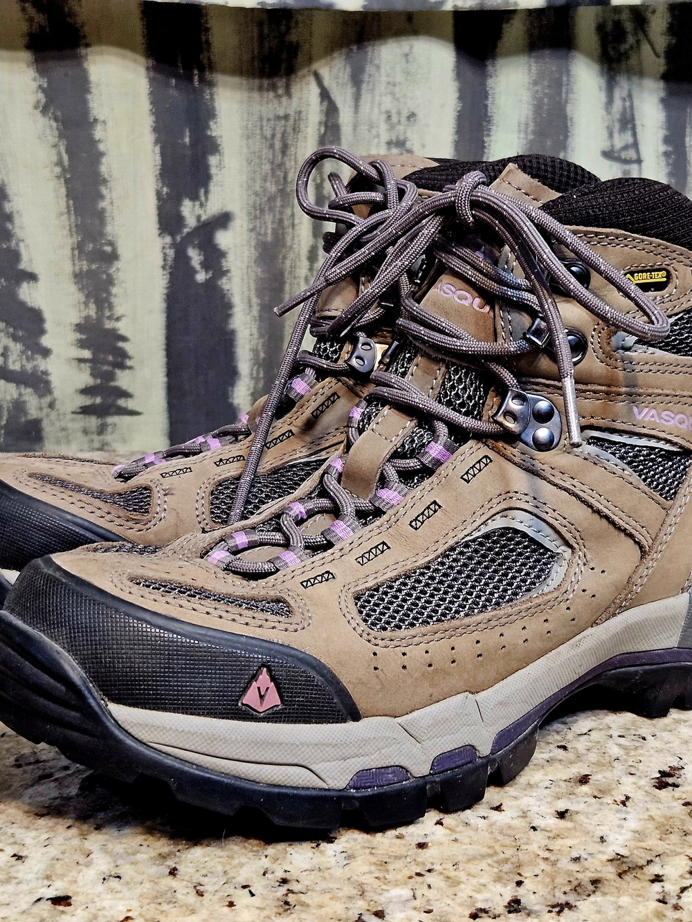 Vasque Women's Brown Leather Hiking Boots with Pink Shoes Sz 9